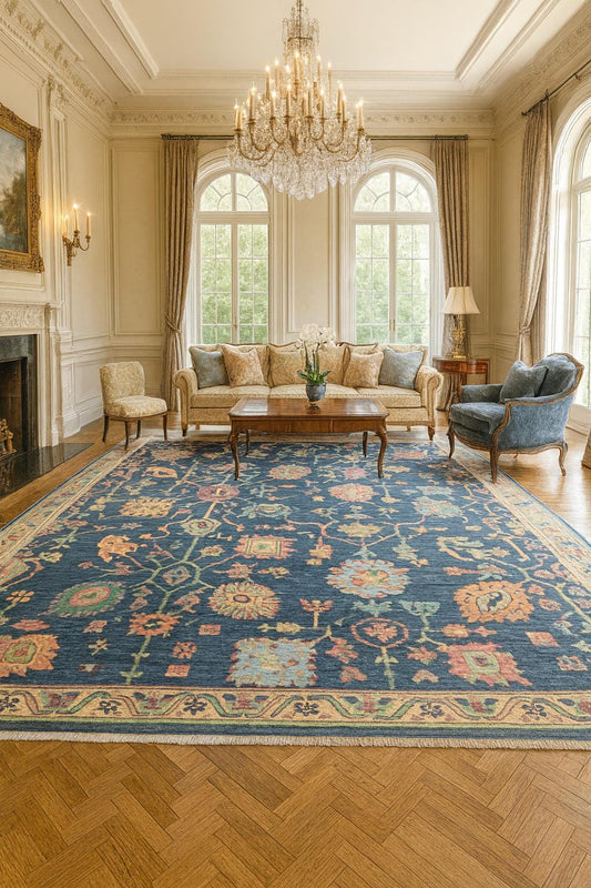 8x10 ft Oushak Rug: Hand-Knotted Wool Modern Boho Carpet