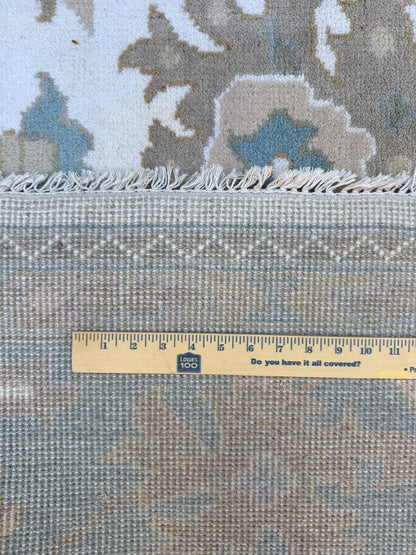 8x10 ft. Handmade Oushak Wool Rug: Modern Bohemian Carpet
