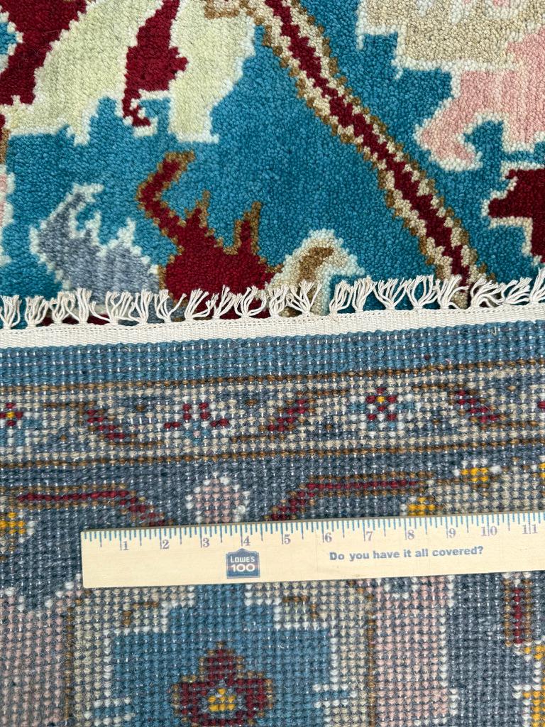 9x12 ft. Heriz Rug: Hand-Knotted Wool Modern Serapi Design Carpet