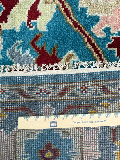 9x12 ft. Heriz Rug: Hand-Knotted Wool Modern Serapi Design Carpet