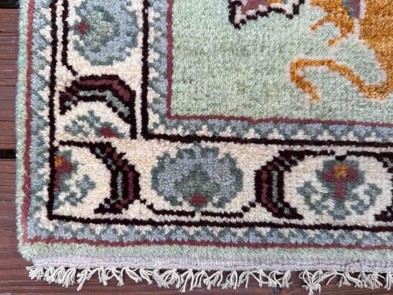 2x3 ft Oushak Tree of Life Lion Wool Rug: Hand Knotted