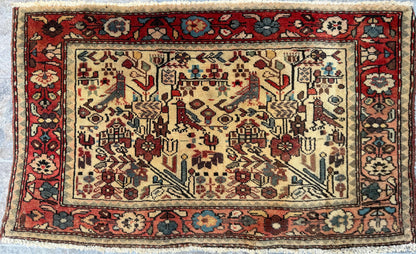 2.2x3.6 ft Vintage Tree of Life Rug: Hand-Knotted Wool Carpet