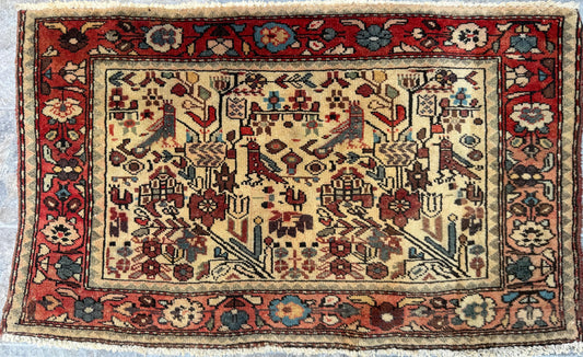 2.2x3.6 ft Vintage Tree of Life Rug: Hand-Knotted Wool Carpet