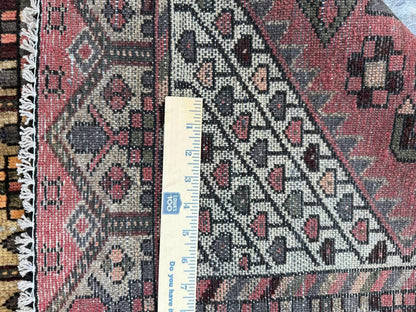 3x4 ft Geometric Village Rug, 1930s Vintage Hand Knotted Wool Carpet, Anatolian Oriental Small Area Rug