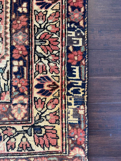 3x10 ft Signed 1940s Vintage Anatolian Runner Rug: Hand Knotted Wool Hallway Carpet, Authentic Village Weaving