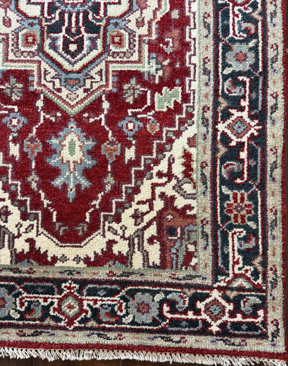 3x5 ft Hand Knotted Heriz Wool Rug: Modern Anatolian Carpet