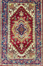 3x5 ft Handmade Wool Heriz Rug: Vibrant Oriental Carpet