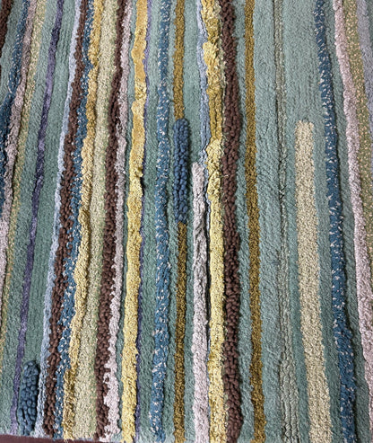 4.2x7.10 ft Oushak Anatolian Rug: Hand Knotted Wool Carpet