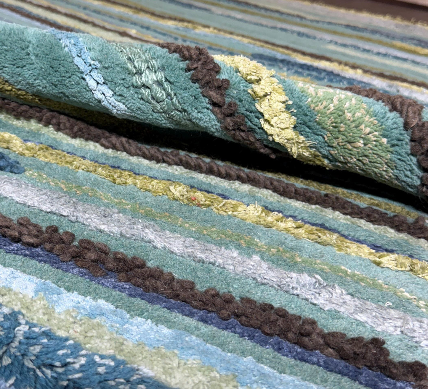 4.2x7.10 ft Oushak Anatolian Rug: Hand Knotted Wool Carpet