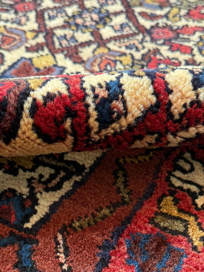 3x9 ft 1950s Vintage Anatolian Wool Runner Rug: Hand Knotted Wool Geometric Tribal Carpet, Village Hallway Rug