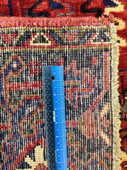 9x12 ft. Heriz Geometric Rug, 1930s Vintage Hand Knotted Wool Carpet, Large Oriental Area Rug