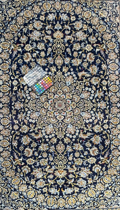 8x12 ft. Signed 1950s Nain Rug: Hand Knotted Wool Bohemian Royal Design
