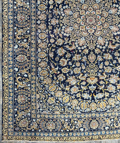 8x12 ft. Signed 1950s Nain Rug: Hand Knotted Wool Bohemian Royal Design