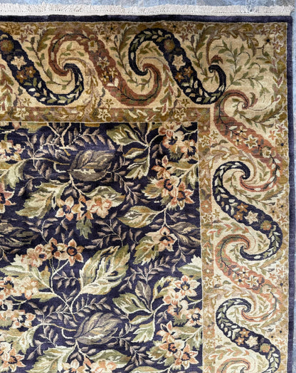 8x10 ft William Morris Hand-Knotted Wool Rug: Art Nouveau Mint Green Carpet