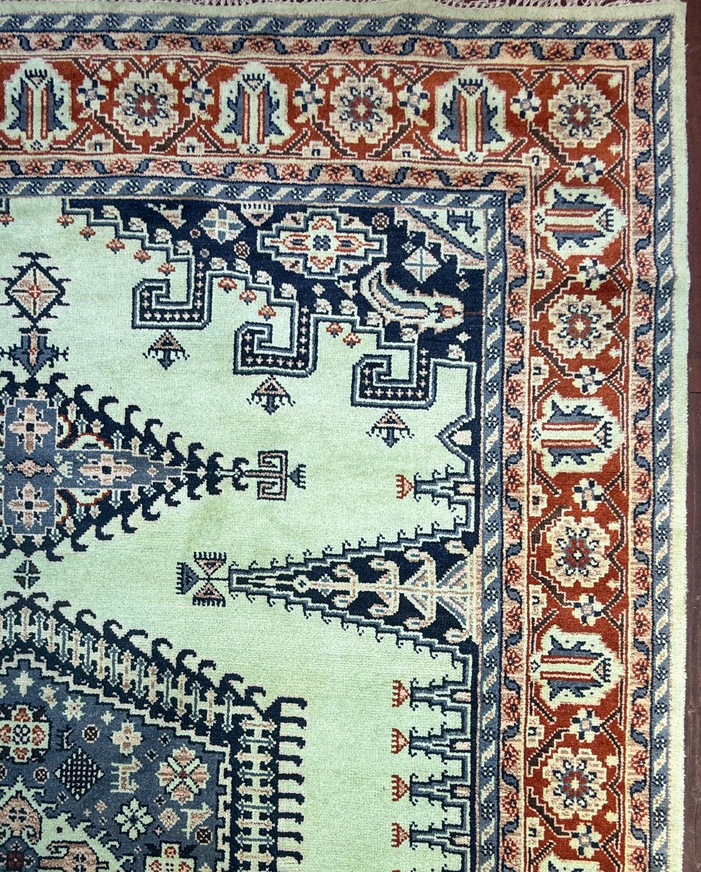 9x12 ft Heriz Modern Rug: Hand Knotted Boho Wool Carpet