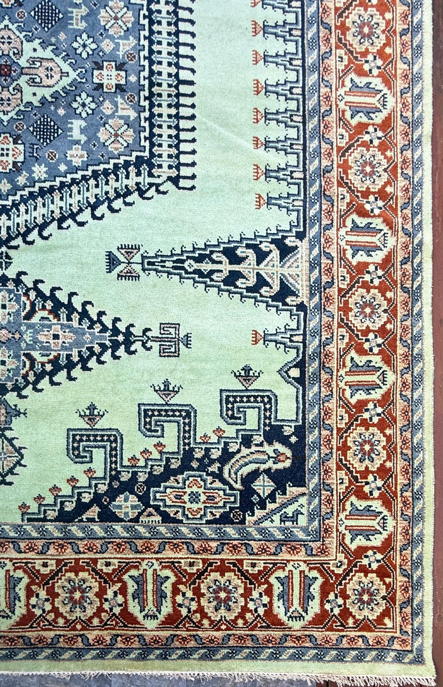 9x12 ft Heriz Modern Rug: Hand Knotted Boho Wool Carpet