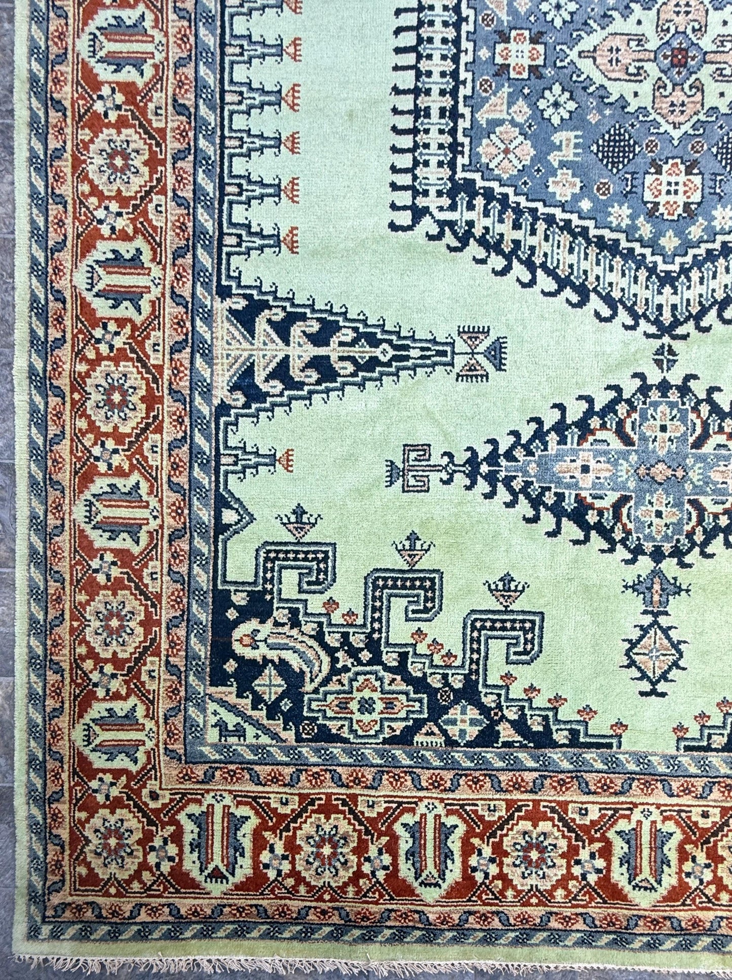 9x12 ft Heriz Modern Rug: Hand Knotted Boho Wool Carpet