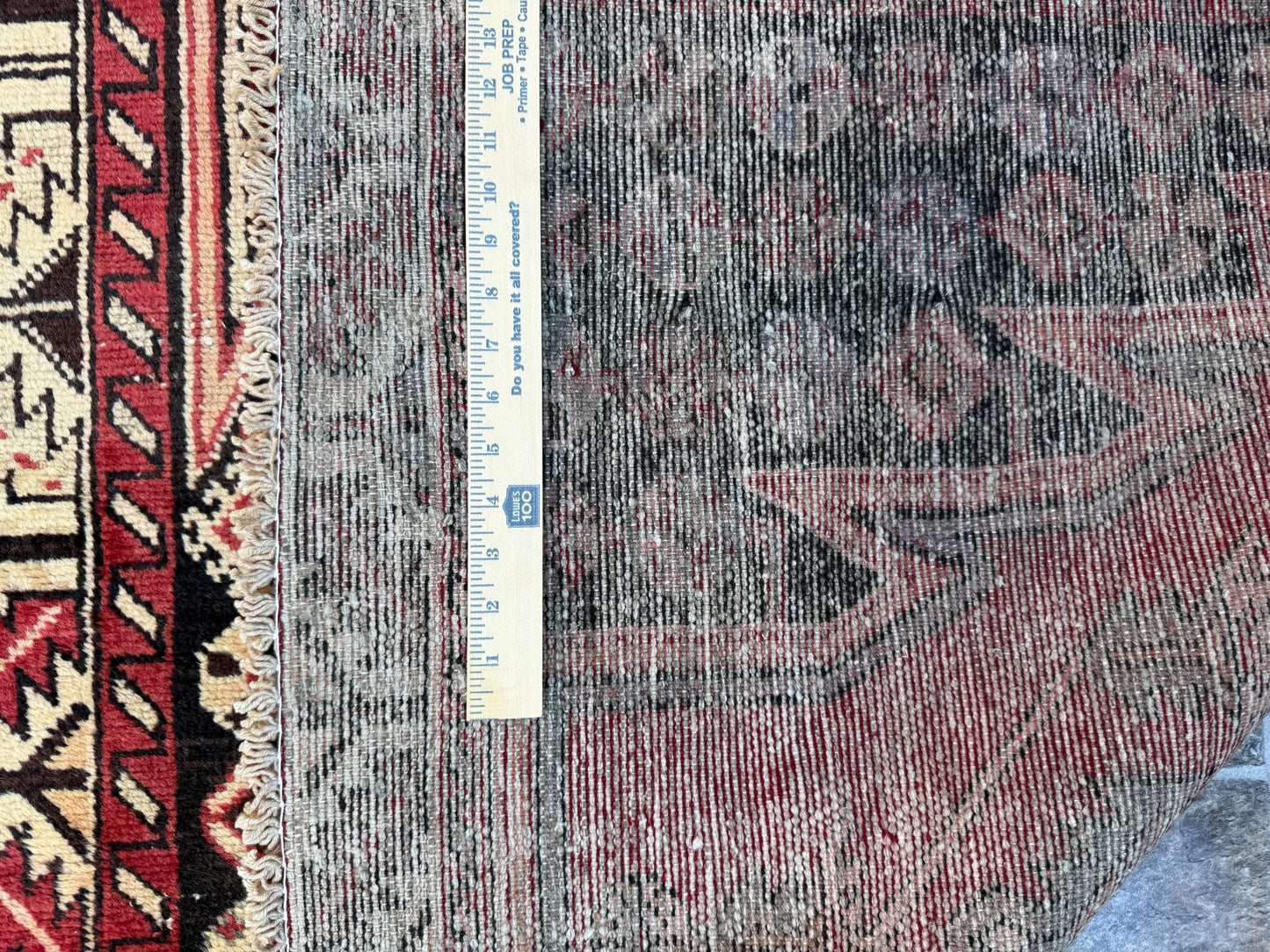 4x6.3 ft. Vintage Turkish Wool Rug: Hand Knotted Anatolian Geometric Carpet 1930s
