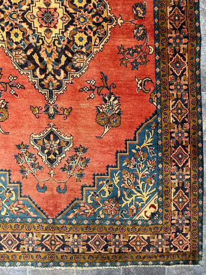 4.10x7.10 ft Geometric Village Rug, 1930s Vintage Hand Knotted Wool Carpet, Anatolian Oriental Area Rug