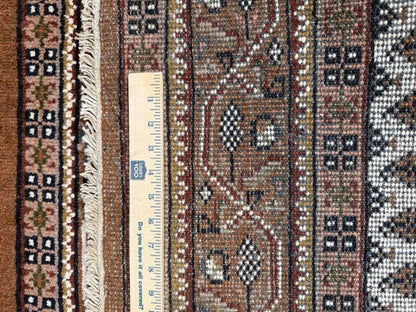 6x4 ft Badam Gul Mir 1990s Vintage Wool Rug: Hand Knotted Oriental Carpet, Geometric Tribal Area Accent