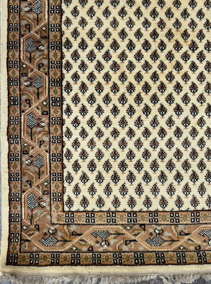 5.4x3 ft Badam Gul Mir 1990s Vintage Wool Rug: Hand Knotted Oriental Carpet, Small Geometric Tribal Area Rug