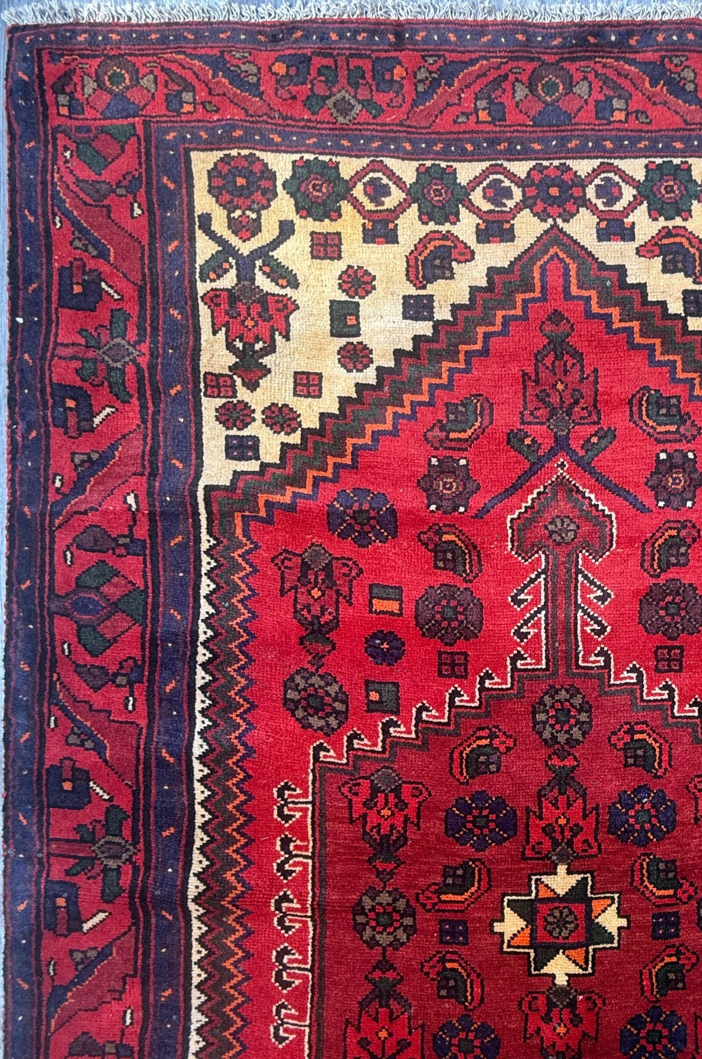 4 x 6.5 ft. Hand Knotted Turkish Wool Rug: 1930s Vintage Anatolian Geometric Carpet