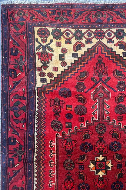 4 x 6.5 ft. Hand Knotted Turkish Wool Rug: 1930s Vintage Anatolian Geometric Carpet