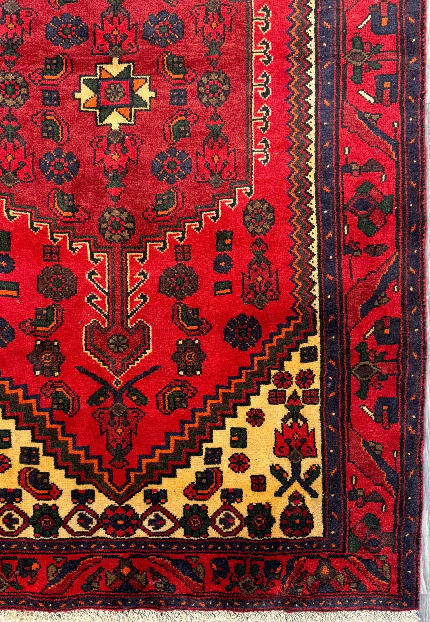 4 x 6.5 ft. Hand Knotted Turkish Wool Rug: 1930s Vintage Anatolian Geometric Carpet