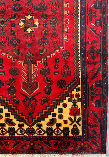 4 x 6.5 ft. Hand Knotted Turkish Wool Rug: 1930s Vintage Anatolian Geometric Carpet