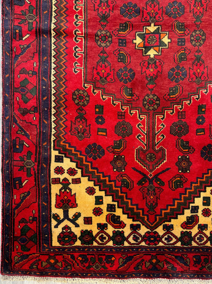4 x 6.5 ft. Hand Knotted Turkish Wool Rug: 1930s Vintage Anatolian Geometric Carpet