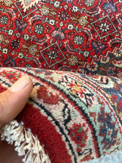 8x6 ft 1960s Vintage Wool Rug: Hand Knotted Bijar Tribal Oriental Carpet