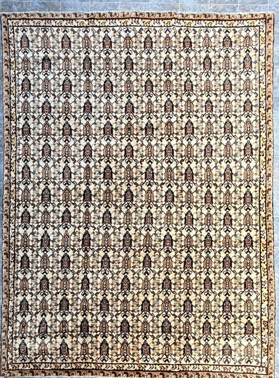9x7 ft Moroccan Vintage Wool Rug, 1990s Hand Knotted Tribal Berber Carpet, Bohemian Area Rug