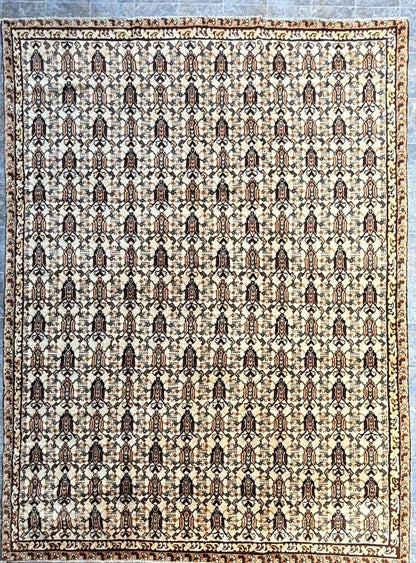 9x7 ft Moroccan Vintage Wool Rug, 1990s Hand Knotted Tribal Berber Carpet, Bohemian Area Rug