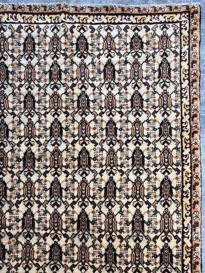 9x7 ft Moroccan Vintage Wool Rug, 1990s Hand Knotted Tribal Berber Carpet, Bohemian Area Rug