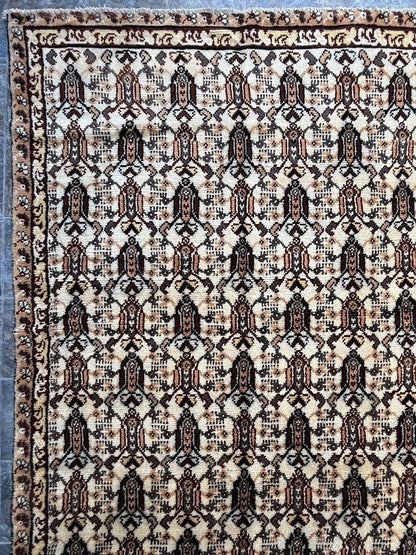 9x7 ft Moroccan Vintage Wool Rug, 1990s Hand Knotted Tribal Berber Carpet, Bohemian Area Rug