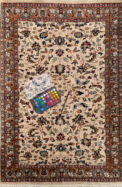 6x4 ft Vintage 1980s Hand Knotted Tabriz Wool Rug: Traditional Oriental Carpet
