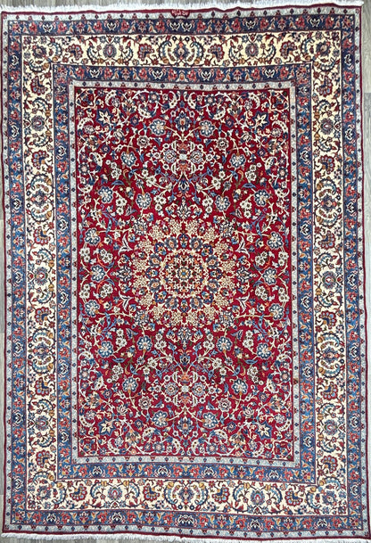 9x13 ft. Signed Vintage 1990s Tabriz Rug: Hand Knotted Wool Oriental Area Carpet