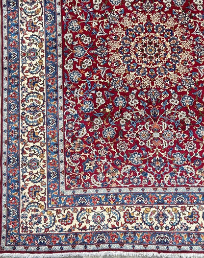 9x13 ft. Signed Vintage 1990s Tabriz Rug: Hand Knotted Wool Oriental Area Carpet