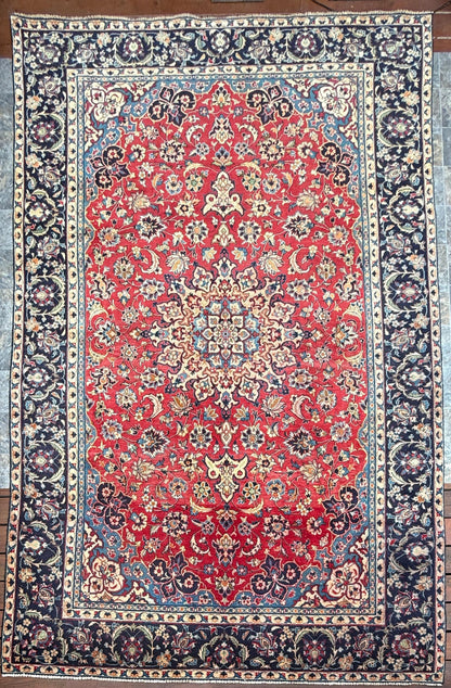 7x12 ft Vintage Anatolian Hand Knotted Geometric Wool Rug