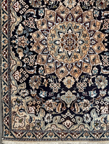 4x3 ft. Vintage Naeen Rug: 1960s Hand-Knotted Wool & Silk Oriental Carpet