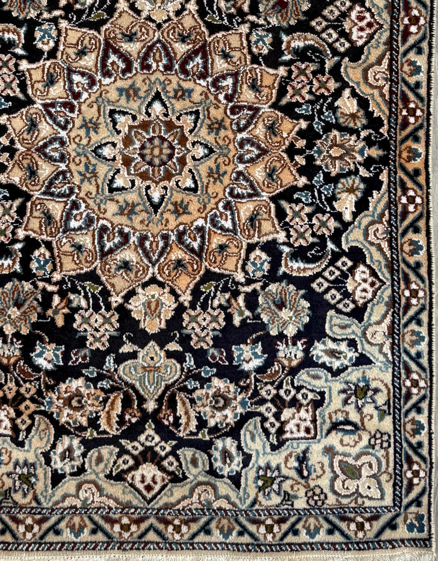 4x3 ft. Vintage Naeen Rug: 1960s Hand-Knotted Wool & Silk Oriental Carpet