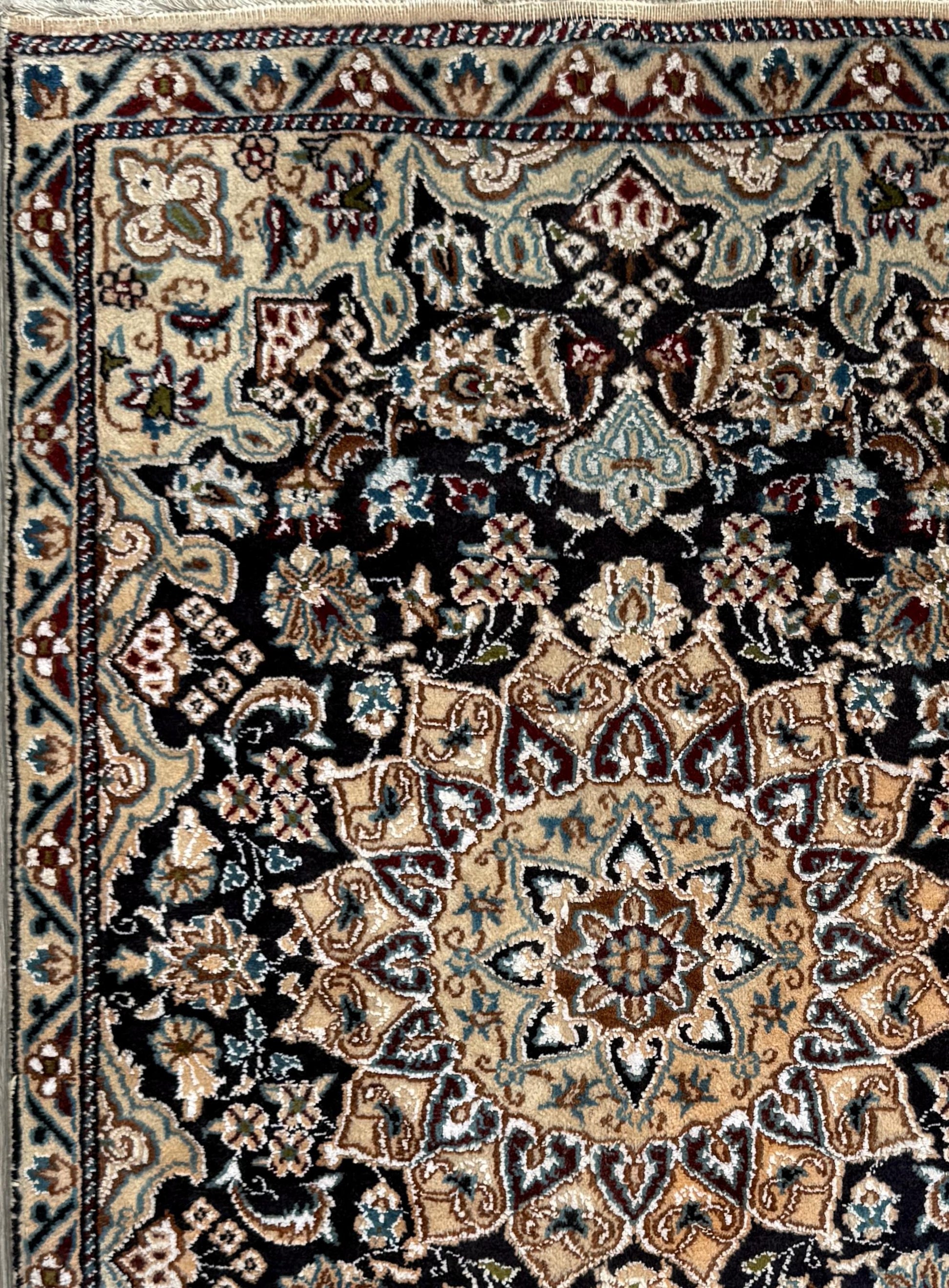4x3 ft. Vintage Naeen Rug: 1960s Hand-Knotted Wool & Silk Oriental Carpet