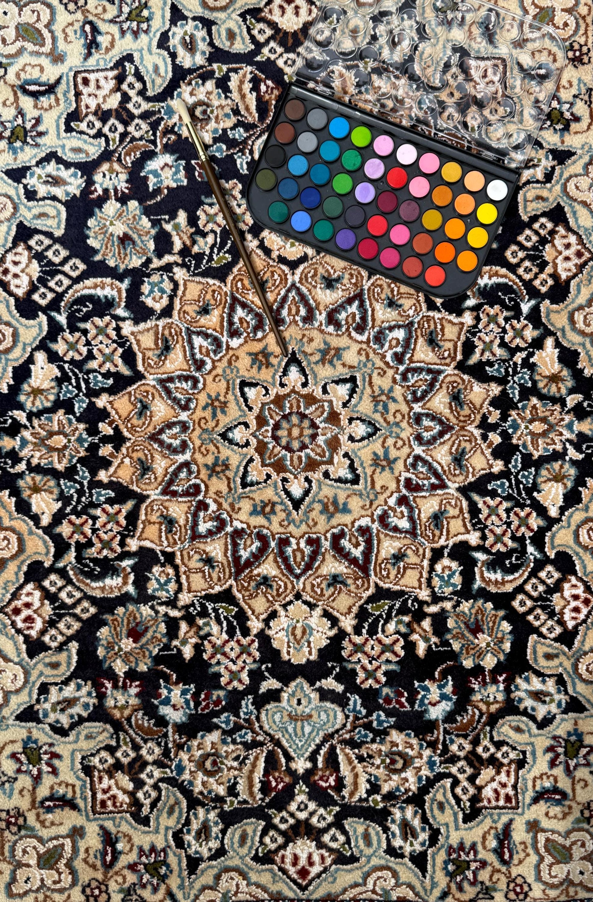 4x3 ft. Vintage Naeen Rug: 1960s Hand-Knotted Wool & Silk Oriental Carpet