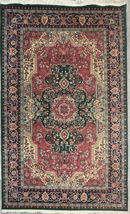 9x6 ft Vintage 1970s Tabriz Rug: Hand-Knotted Silk & Wool Oriental Carpet