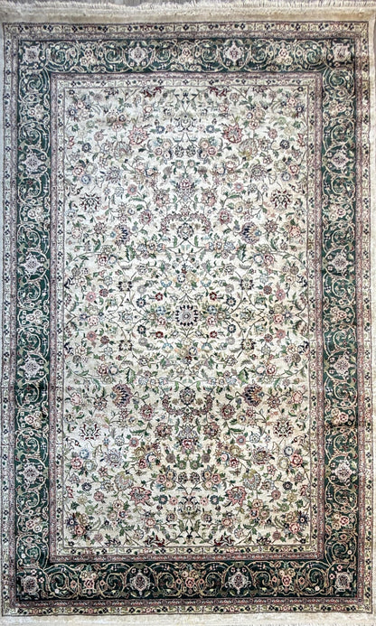 9x6 ft Vintage 1970s Tabriz Rug: Hand-Knotted Silk & Wool Oriental Carpet