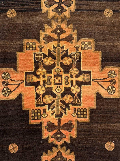 2.8x8.7 ft Vintage 1930s Geometric Runner: Hand Knotted Wool Anatolian Oriental Village Carpet