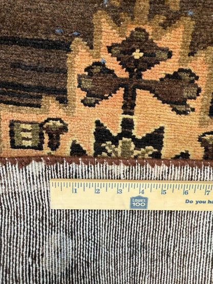 2.8x8.7 ft Vintage 1930s Geometric Runner: Hand Knotted Wool Anatolian Oriental Village Carpet