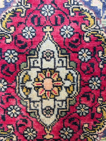 2x3.9 ft Vintage Village Rug: Hand-Knotted Wool Anatolian Carpet