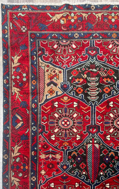 7x4 ft Vintage Hand-Knotted Hamidoun Rug: Bohemian Wool & Acrylic Carpet