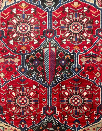 7x4 ft Vintage Hand-Knotted Hamidoun Rug: Bohemian Wool & Acrylic Carpet